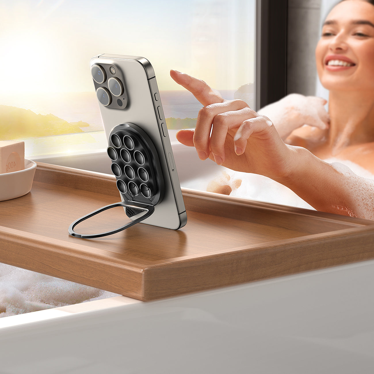 Joyroom išmaniojo telefono laikiklis JR-ZS418 su stovu ir siurbtukais su MagSafe - juodas