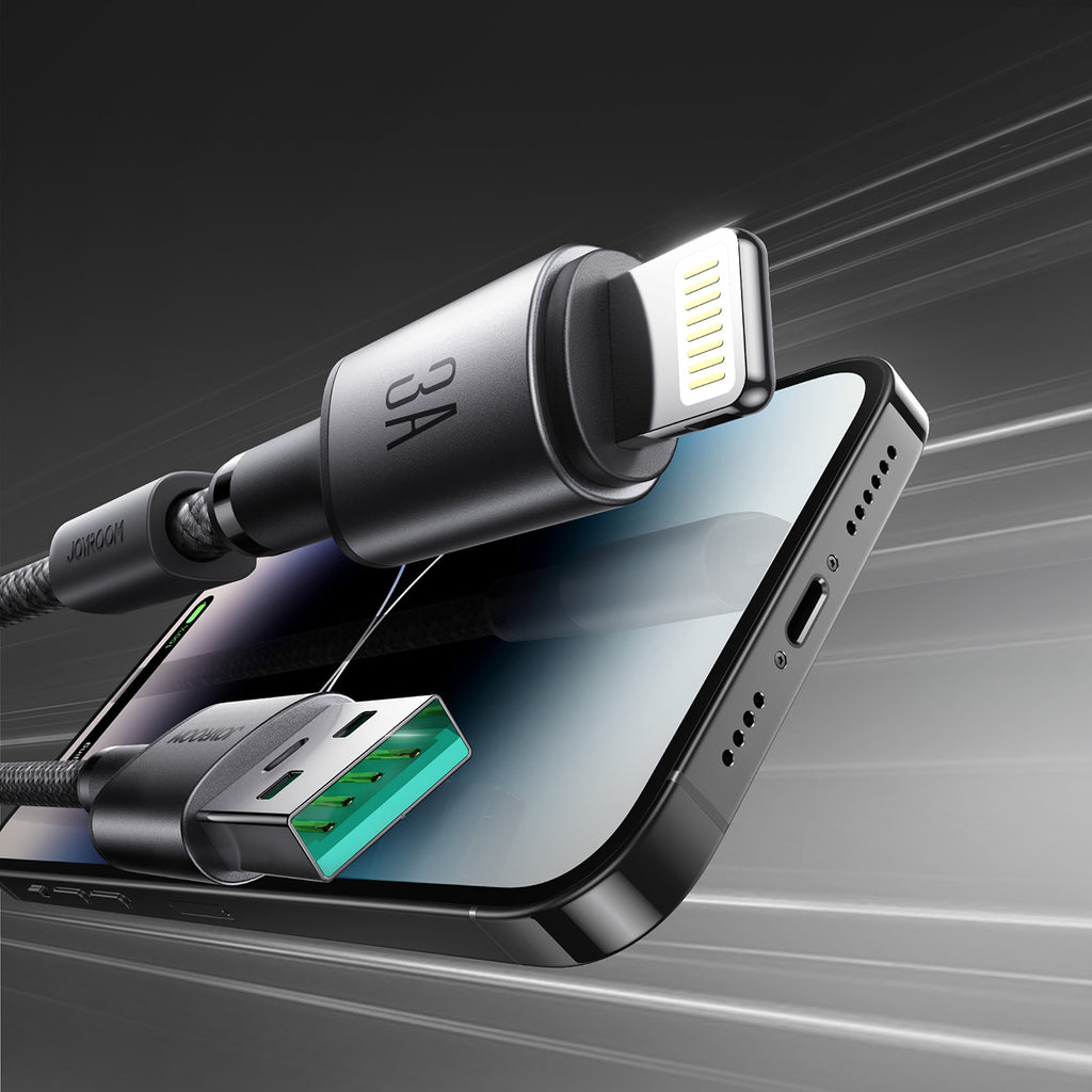 Joyroom S-A50 Unlimited Series 3A USB-A - Lightning laidas su magnetiniu organizatoriumi 1.2m - pilkas