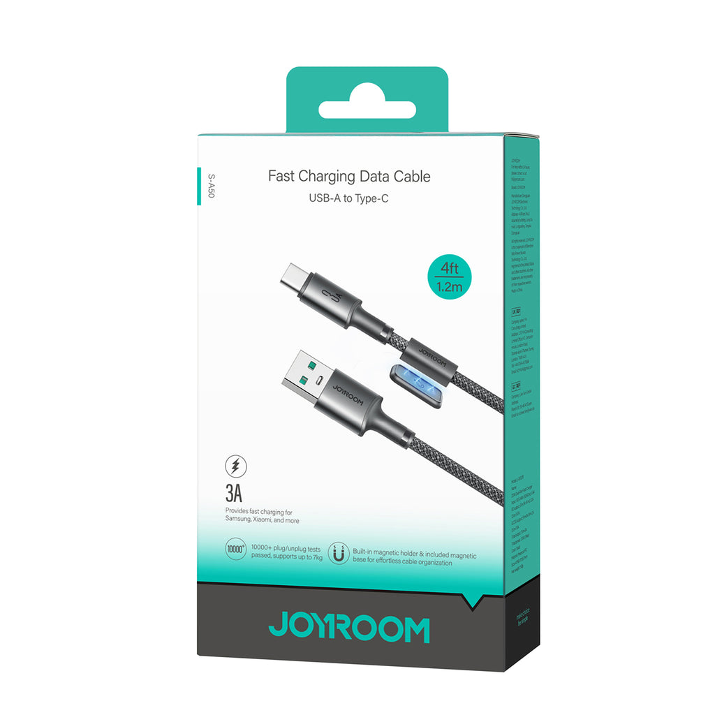 Joyroom S-A50 Unlimited Series 3A USB-A - USB-C laidas su magnetiniu organizatoriumi 1.2m - pilkas