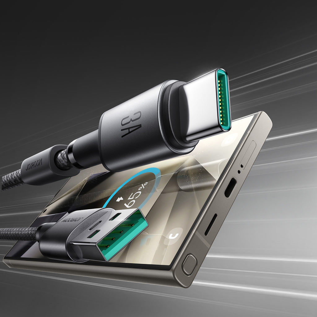 Joyroom S-A50 Unlimited Series 3A USB-A - USB-C laidas su magnetiniu organizatoriumi 1.2m - pilkas