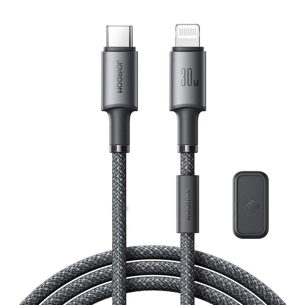 Joyroom S-A50 Unlimited Series 30W USB-C - Lightning laidas su magnetiniu organizatoriumi 1.2m - pilkas