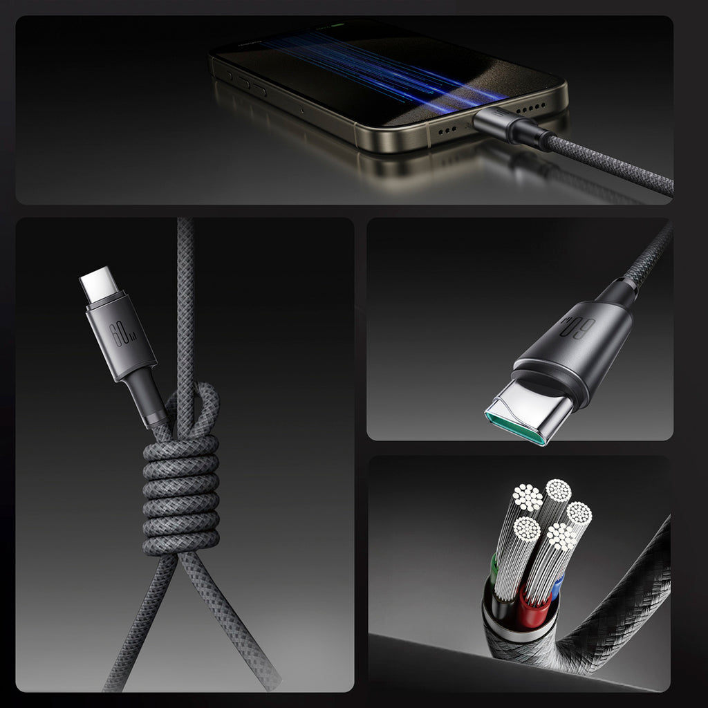 Joyroom S-A50 Unlimited Series 60W USB-C - USB-C laidas su magnetiniu organizatoriumi 1.2m - pilkas -- Cell phone cables
