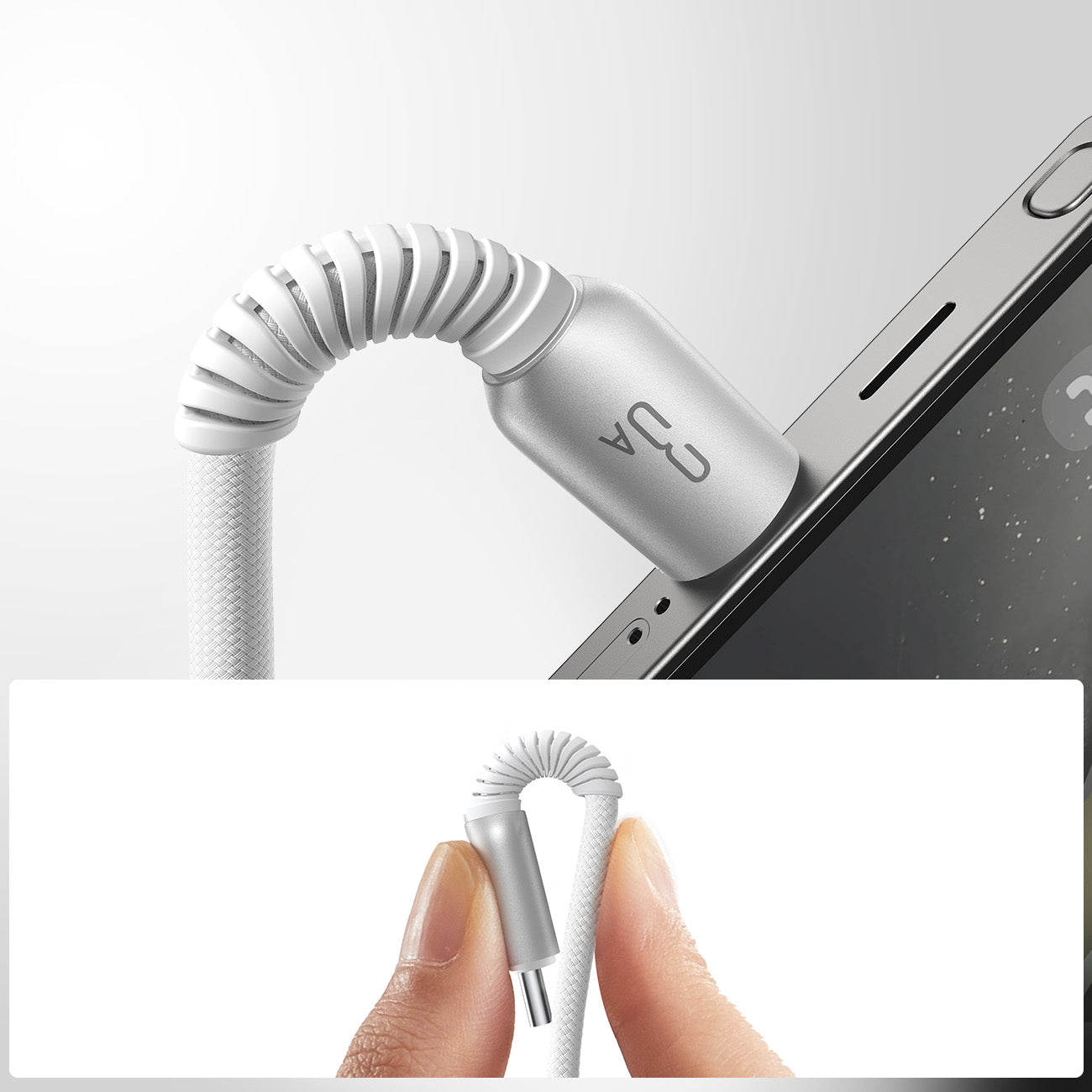 Joyroom S-A51 Cutting-Edge Series 3A USB-A - USB-C laidas 1.2m - šviesiai pilkas