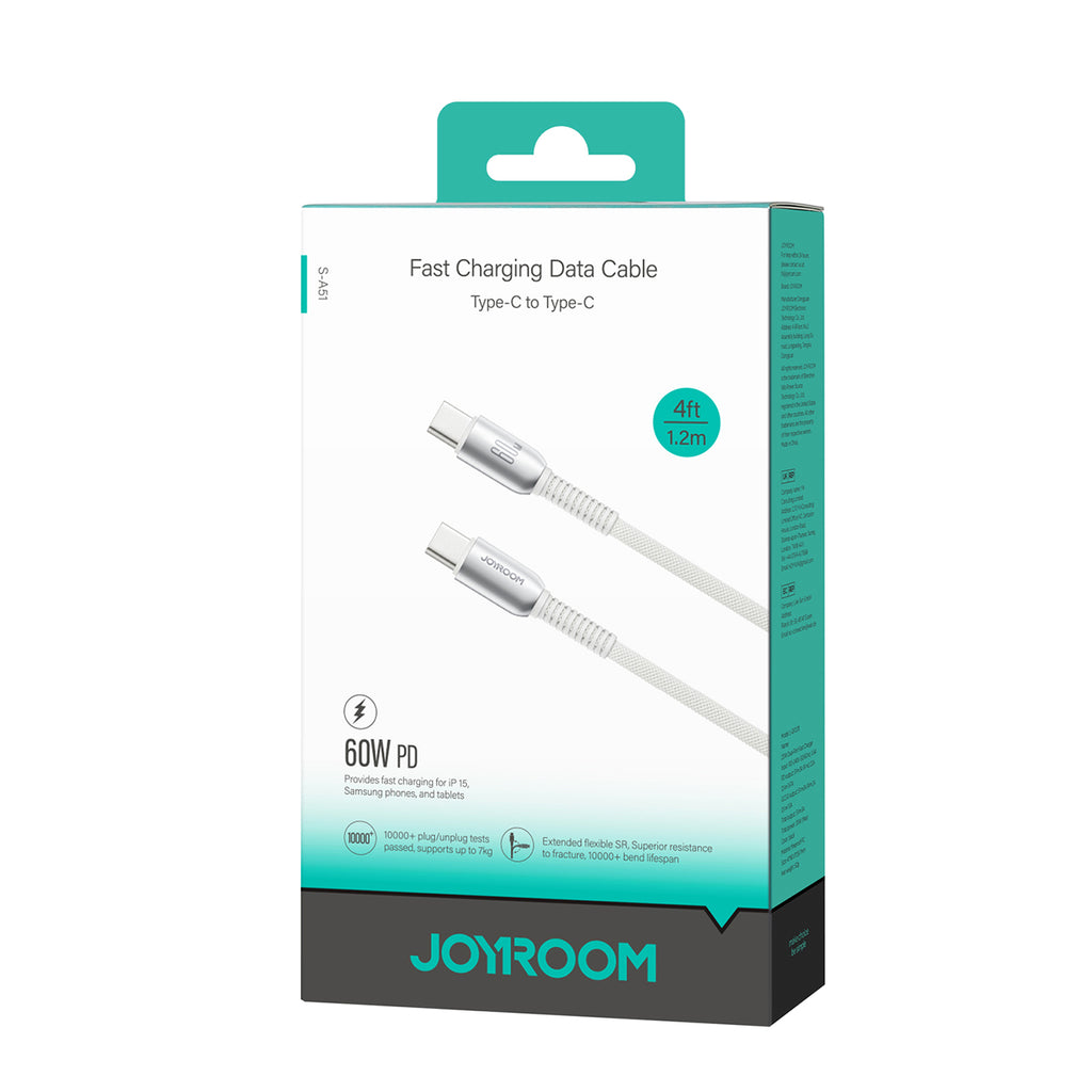 Joyroom S-A51 Cutting-Edge Series 60W USB-C - USB-C laidas 1.2m - šviesiai pilkas