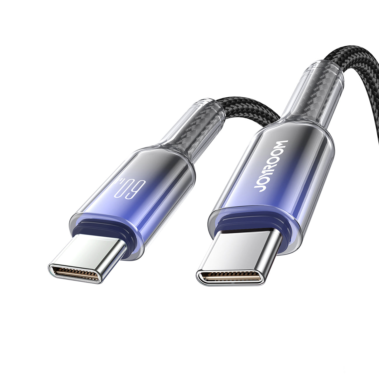 Joyroom S-A42 Crystal-Clear Series 60W USB-C - USB-C laidas 1.2m - juodas