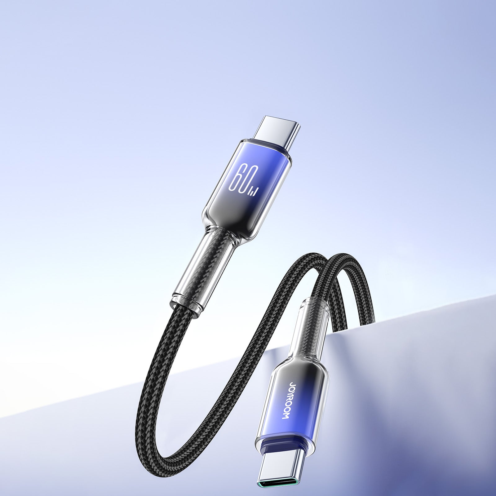 Joyroom S-A42 Crystal-Clear Series 60W USB-C - USB-C laidas 1.2m - juodas