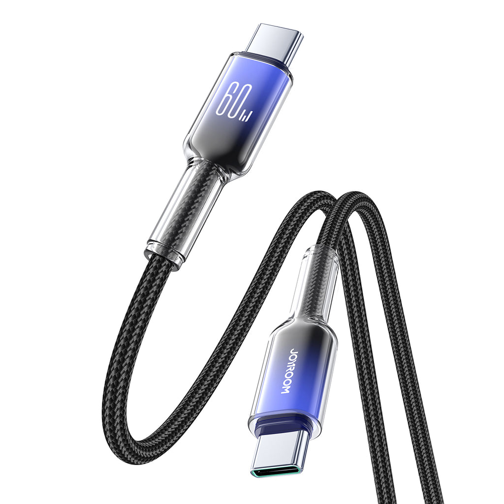 Joyroom S-A42 Crystal-Clear Series 60W USB-C - USB-C laidas 1.2m - juodas