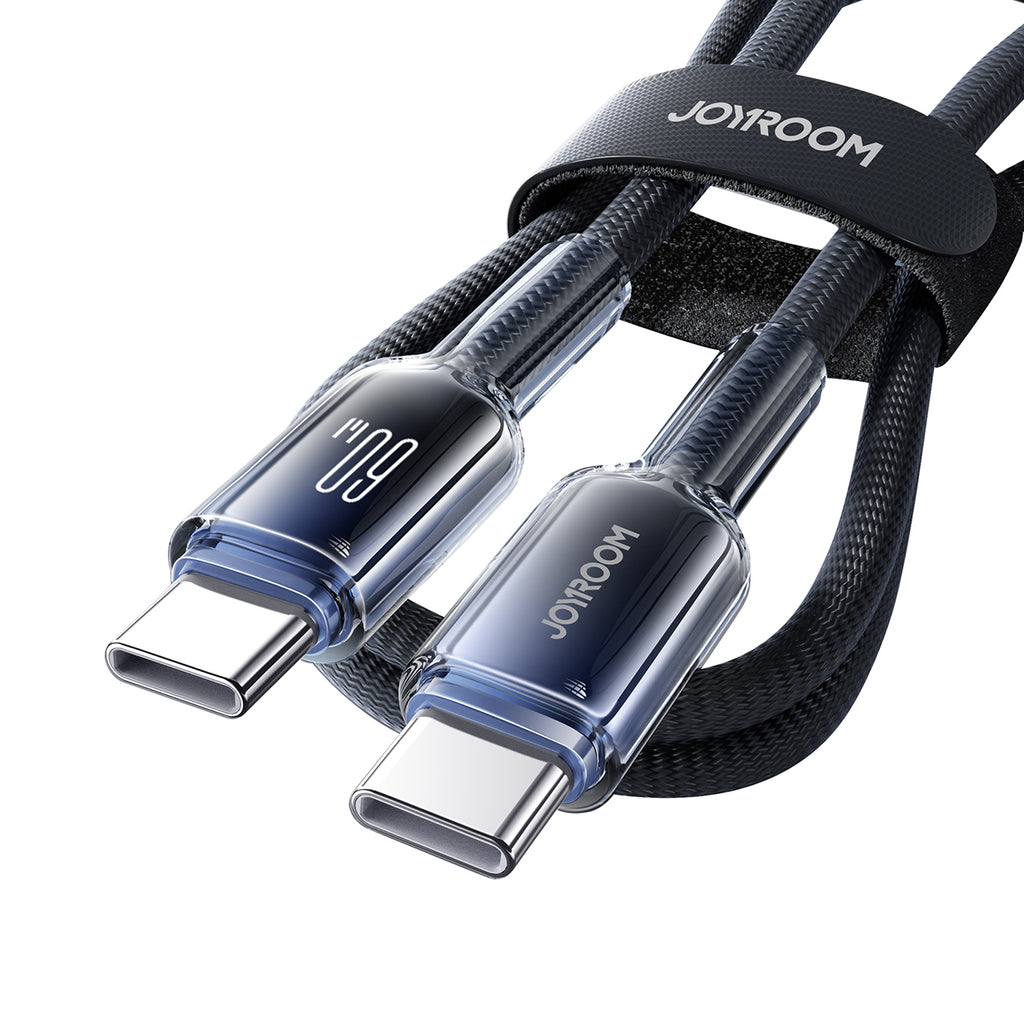 Joyroom S-A42 Crystal-Clear Series 60W USB-C - USB-C laidas 1.2m - juodas