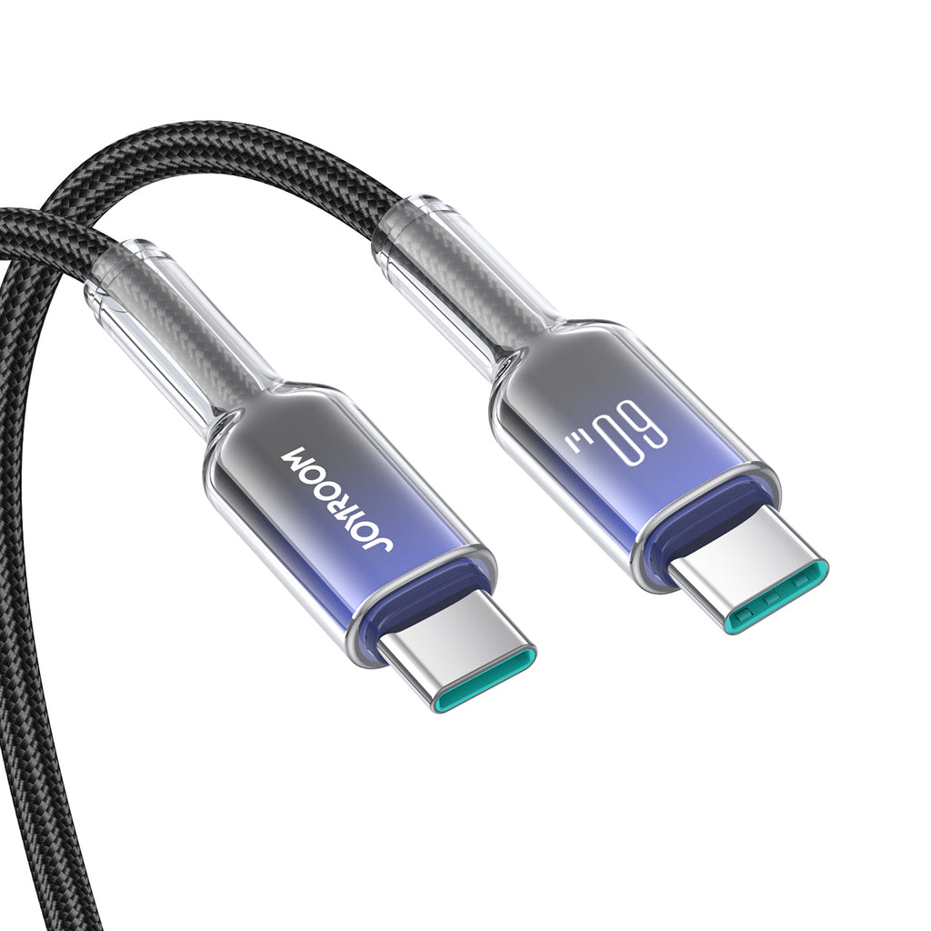Joyroom S-A42 Crystal-Clear Series 60W USB-C - USB-C laidas 1.2m - juodas