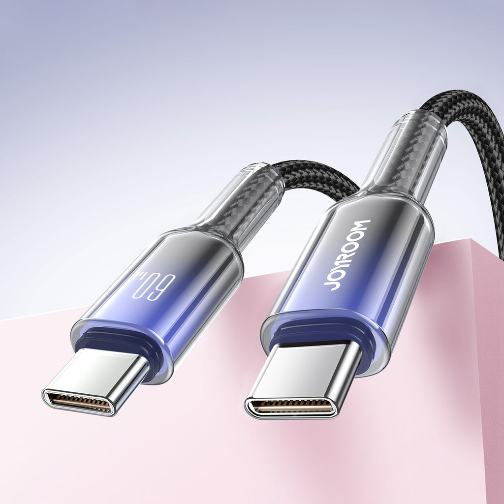 Joyroom S-A42 Crystal-Clear Series 60W USB-C - USB-C laidas 1.2m - juodas