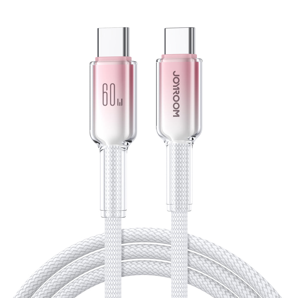 Joyroom S-A42 Crystal-Clear Series 60W USB-C - USB-C laidas 1.2m - baltas