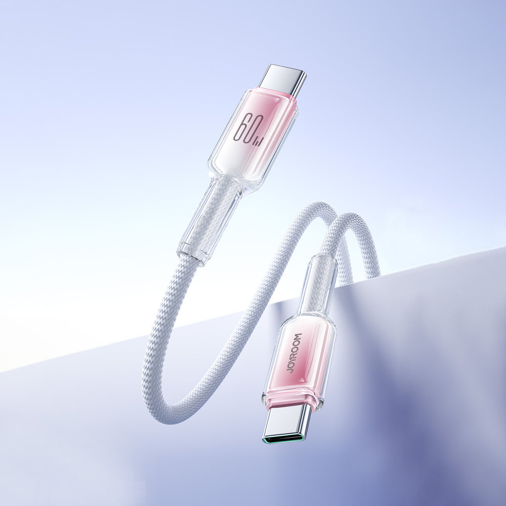 Joyroom S-A42 Crystal-Clear Series 60W USB-C - USB-C laidas 1.2m - baltas
