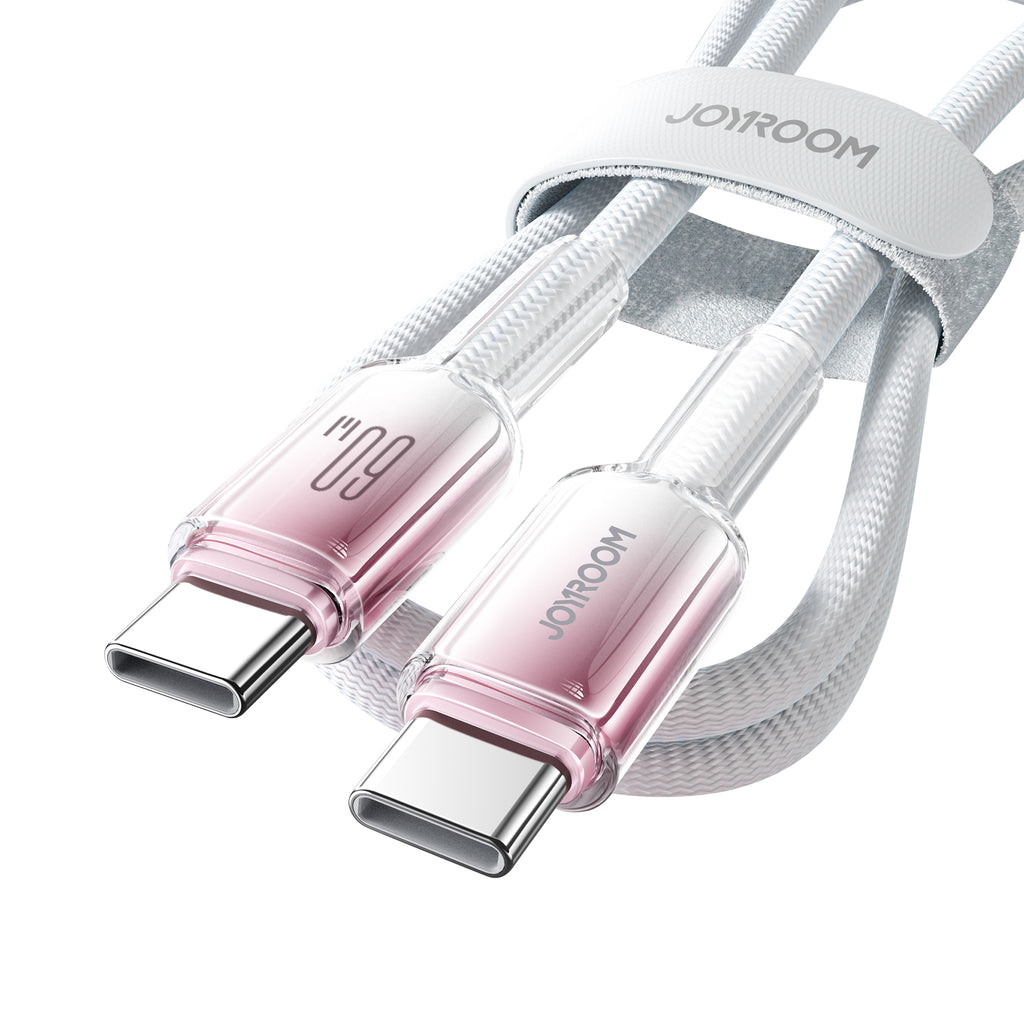 Joyroom S-A42 Crystal-Clear Series 60W USB-C - USB-C laidas 1.2m - baltas