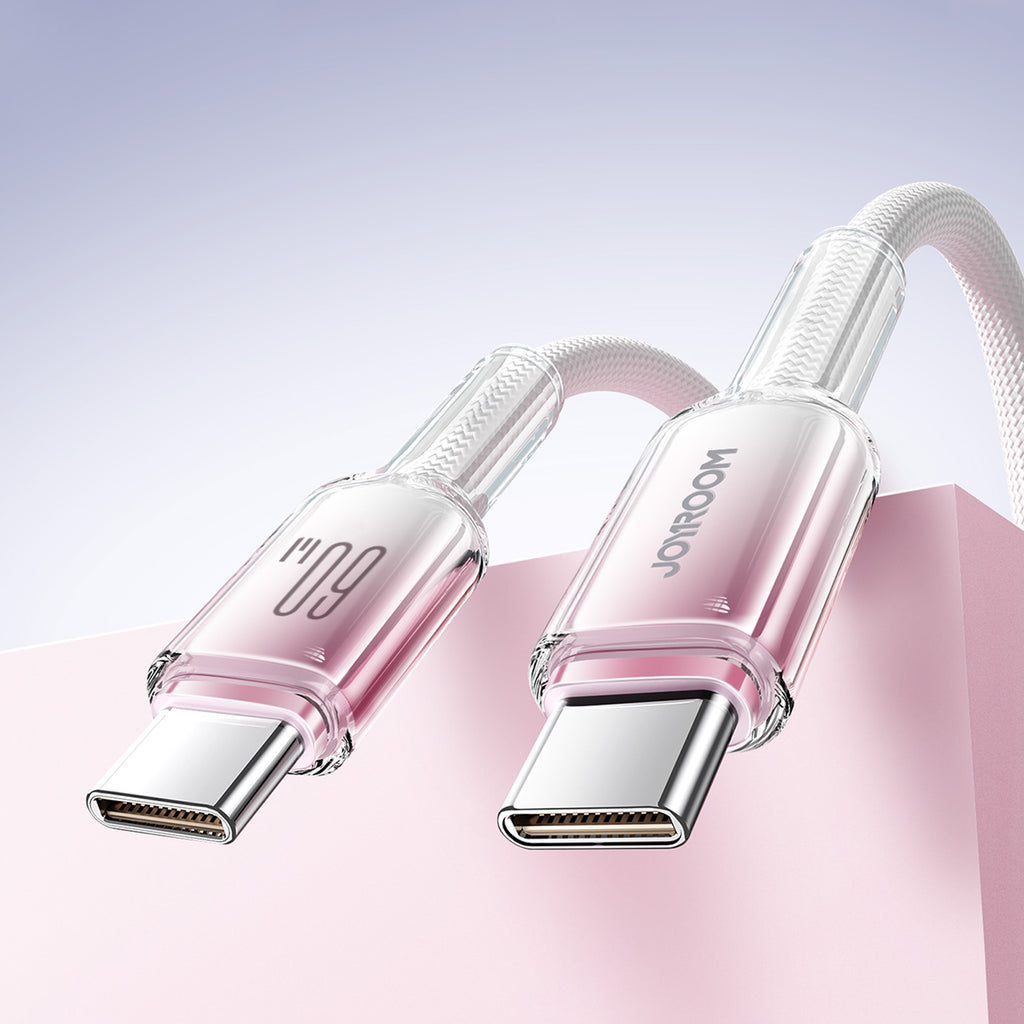 Joyroom S-A42 Crystal-Clear Series 60W USB-C - USB-C laidas 1.2m - baltas