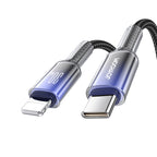 Joyroom S-A42 Crystal-Clear Series 30W USB-C - Lightning laidas 1.2m - juodas