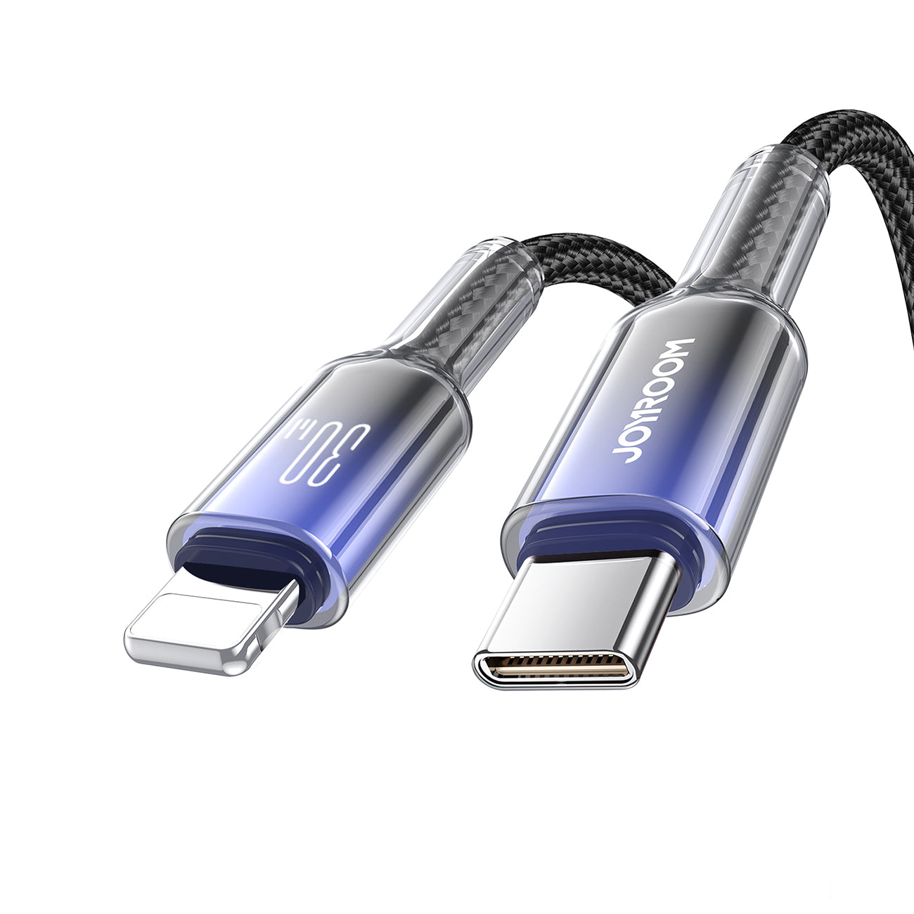 Joyroom S-A42 Crystal-Clear Series 30W USB-C - Lightning laidas 1.2m - juodas