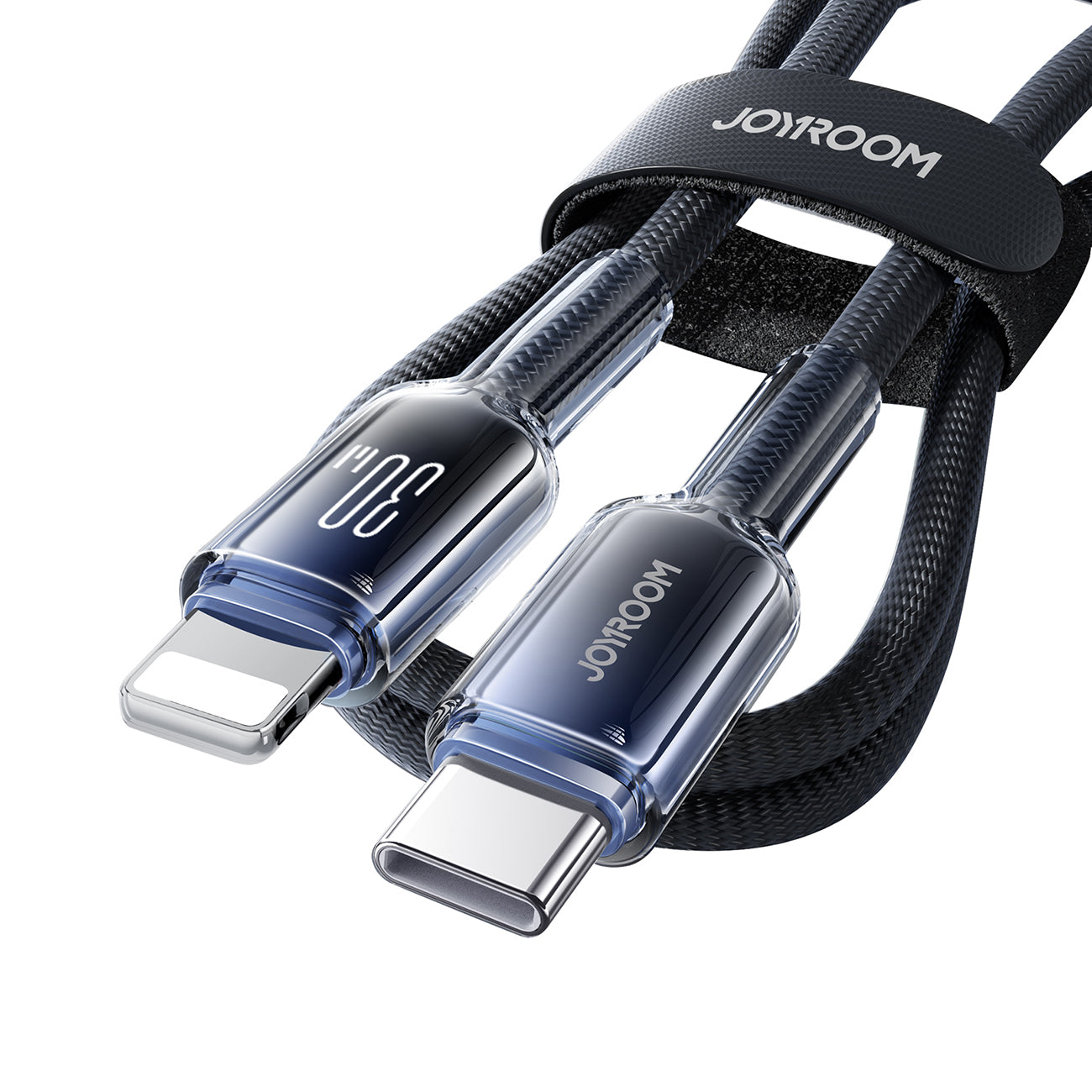 Joyroom S-A42 Crystal-Clear Series 30W USB-C - Lightning laidas 1.2m - juodas