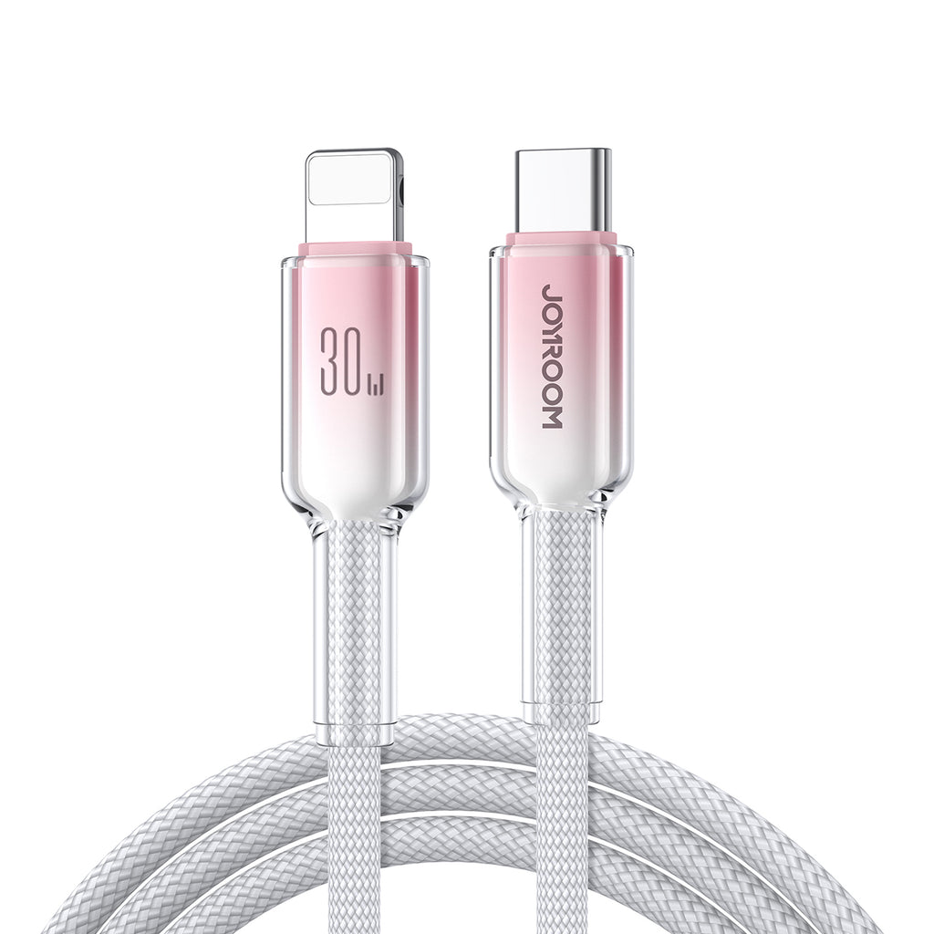 Joyroom S-A42 Crystal-Clear Series 30W USB-C - Lightning laidas 1.2m - baltas
