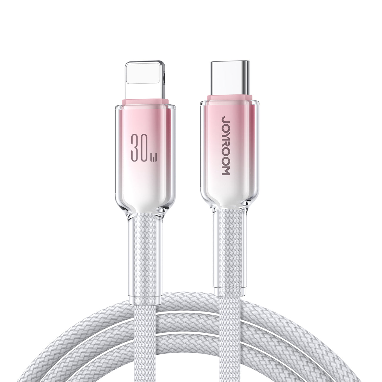Joyroom S-A42 Crystal-Clear Series 30W USB-C - Lightning laidas 1.2m - baltas
