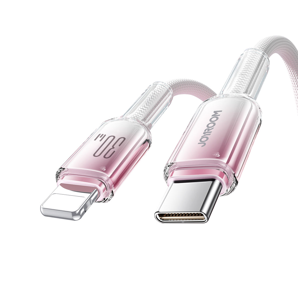 Joyroom S-A42 Crystal-Clear Series 30W USB-C - Lightning laidas 1.2m - baltas