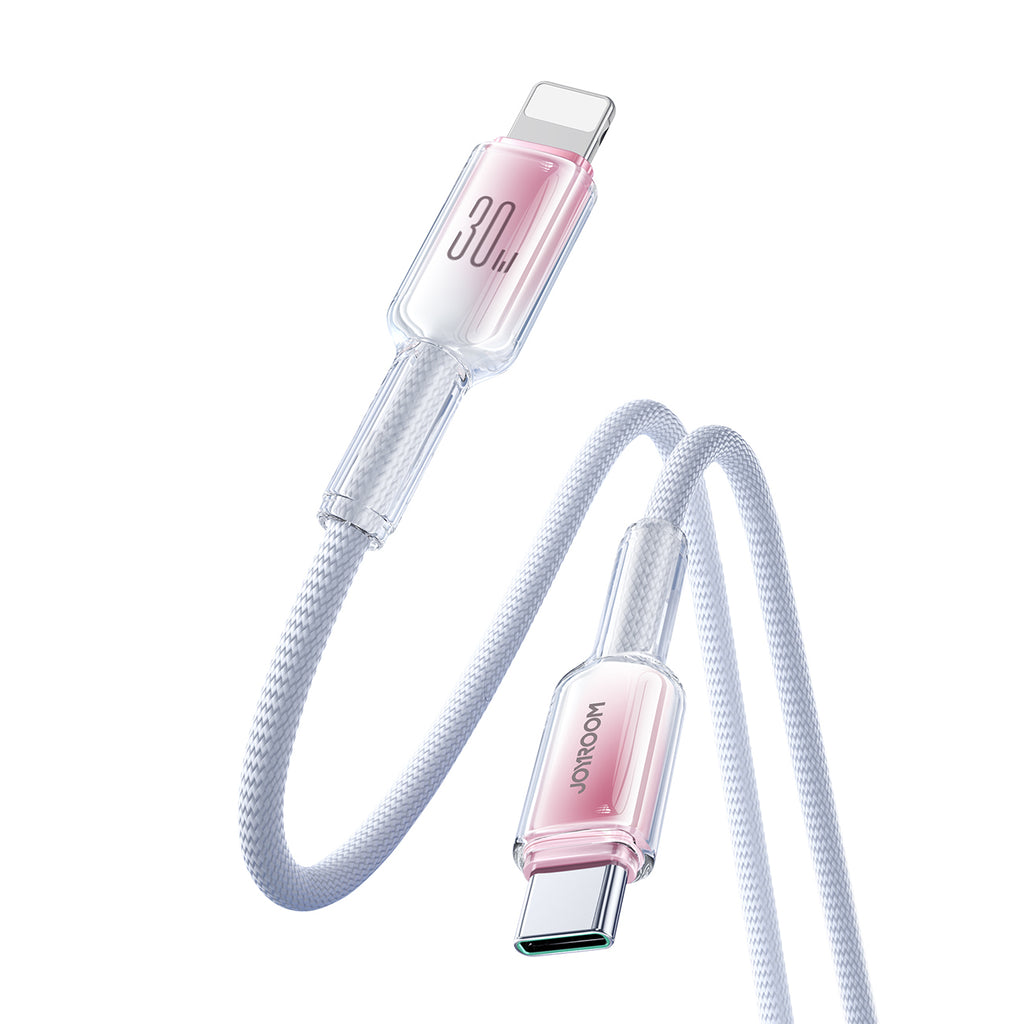 Joyroom S-A42 Crystal-Clear Series 30W USB-C - Lightning laidas 1.2m - baltas