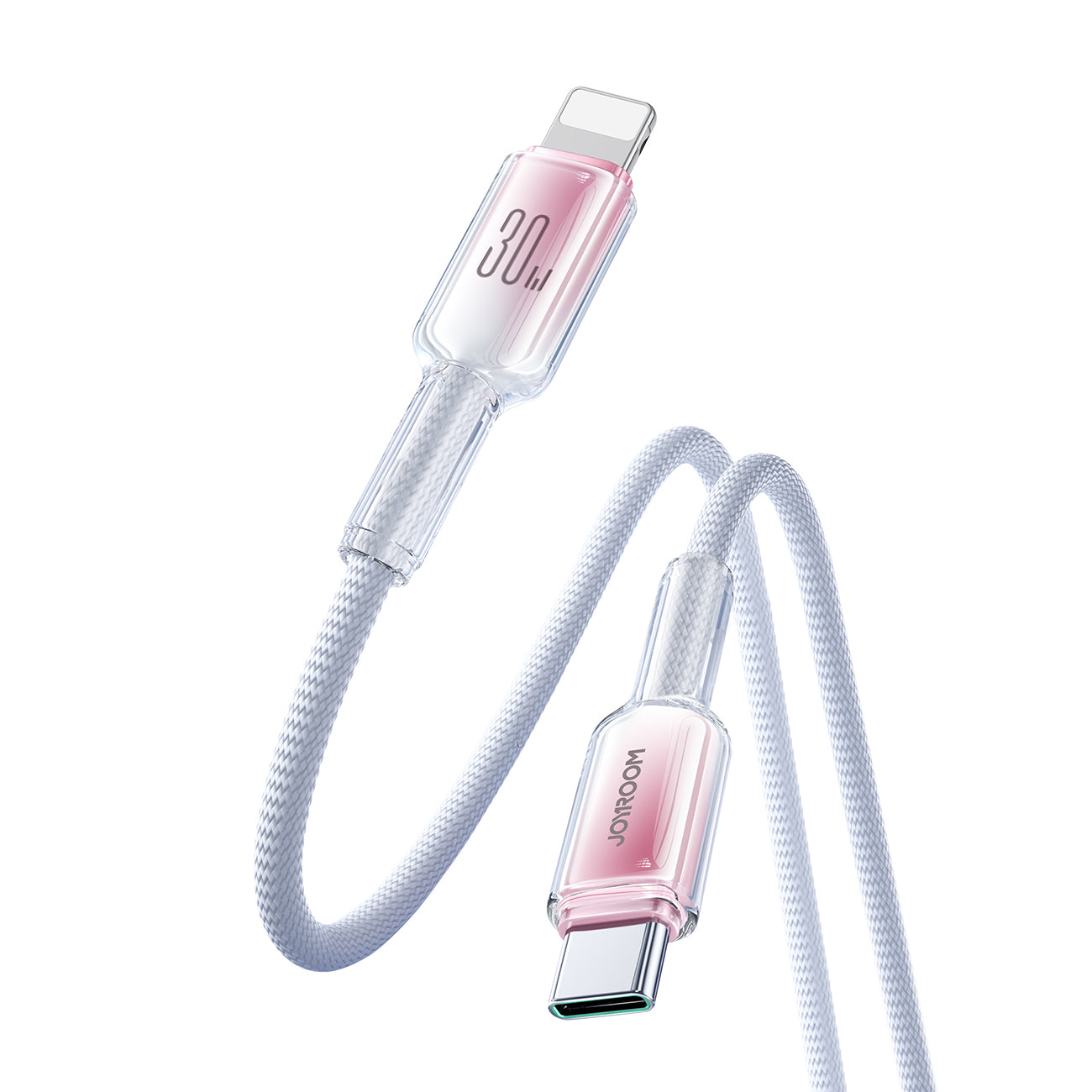 Joyroom S-A42 Crystal-Clear Series 30W USB-C - Lightning laidas 1.2m - baltas