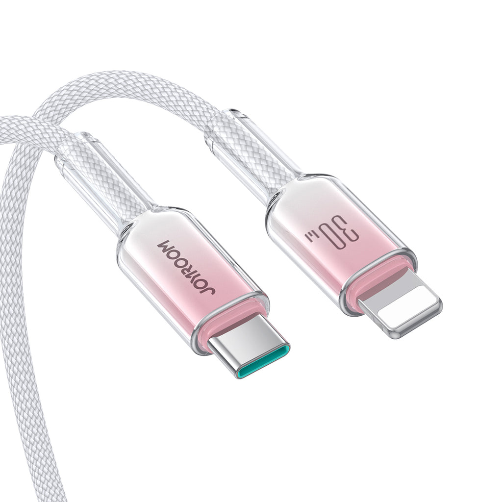 Joyroom S-A42 Crystal-Clear Series 30W USB-C - Lightning laidas 1.2m - baltas