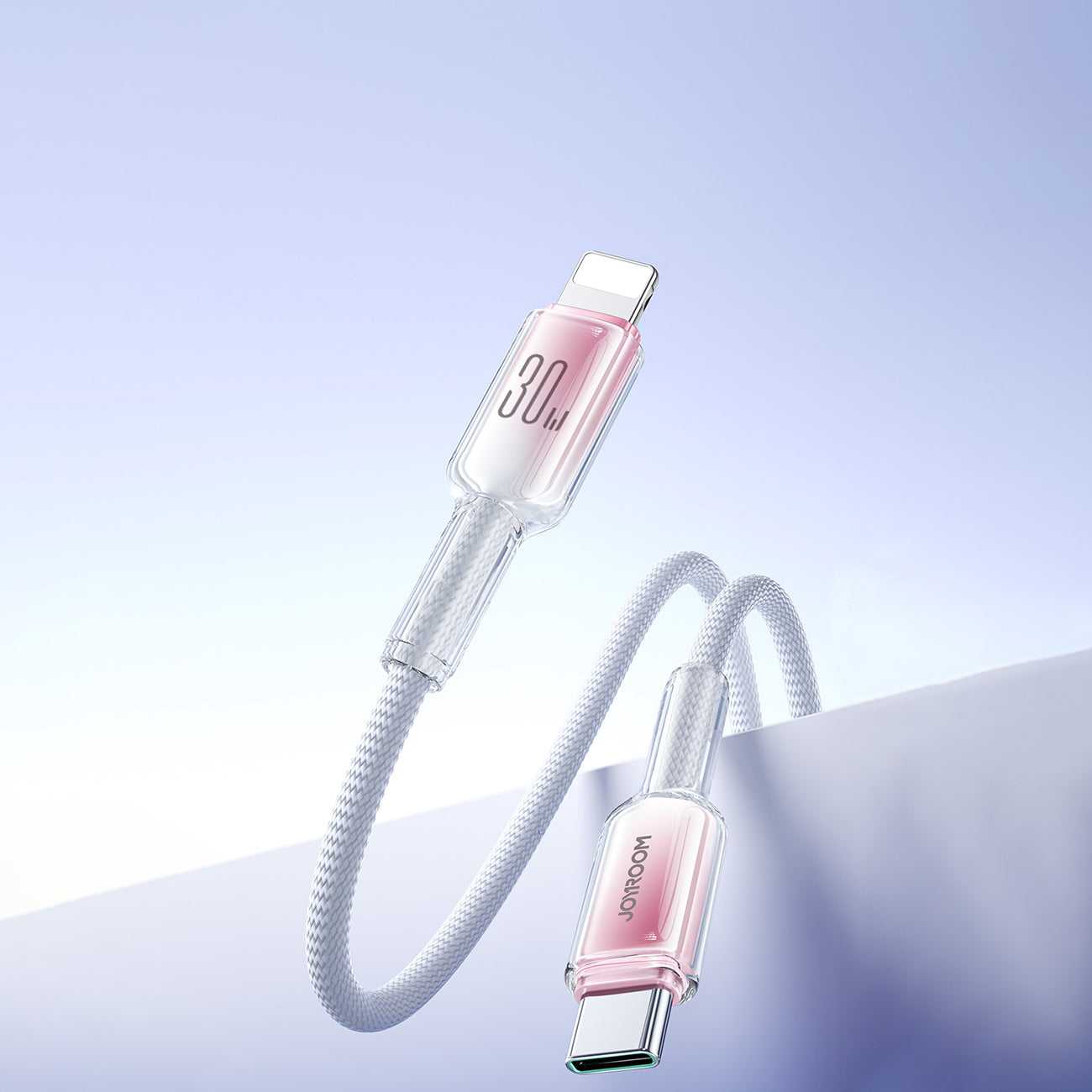 Joyroom S-A42 Crystal-Clear Series 30W USB-C - Lightning laidas 1.2m - baltas