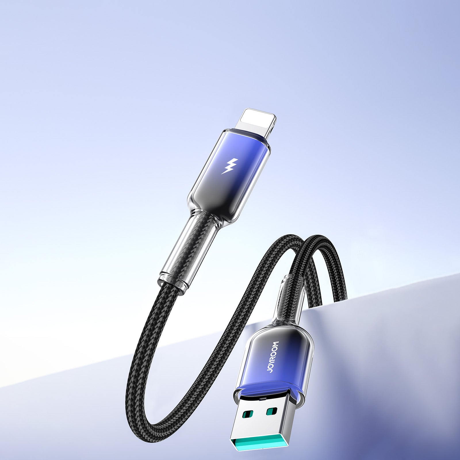 Joyroom S-A42 Crystal-Clear Series 3A USB-A - Lightning laidas 1.2m - juodas