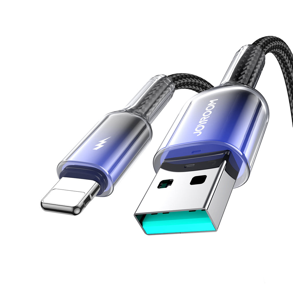 Joyroom S-A42 Crystal-Clear Series 3A USB-A - Lightning laidas 1.2m - juodas