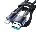Joyroom S-A42 Crystal-Clear Series 3A USB-A - Lightning laidas 1.2m - juodas