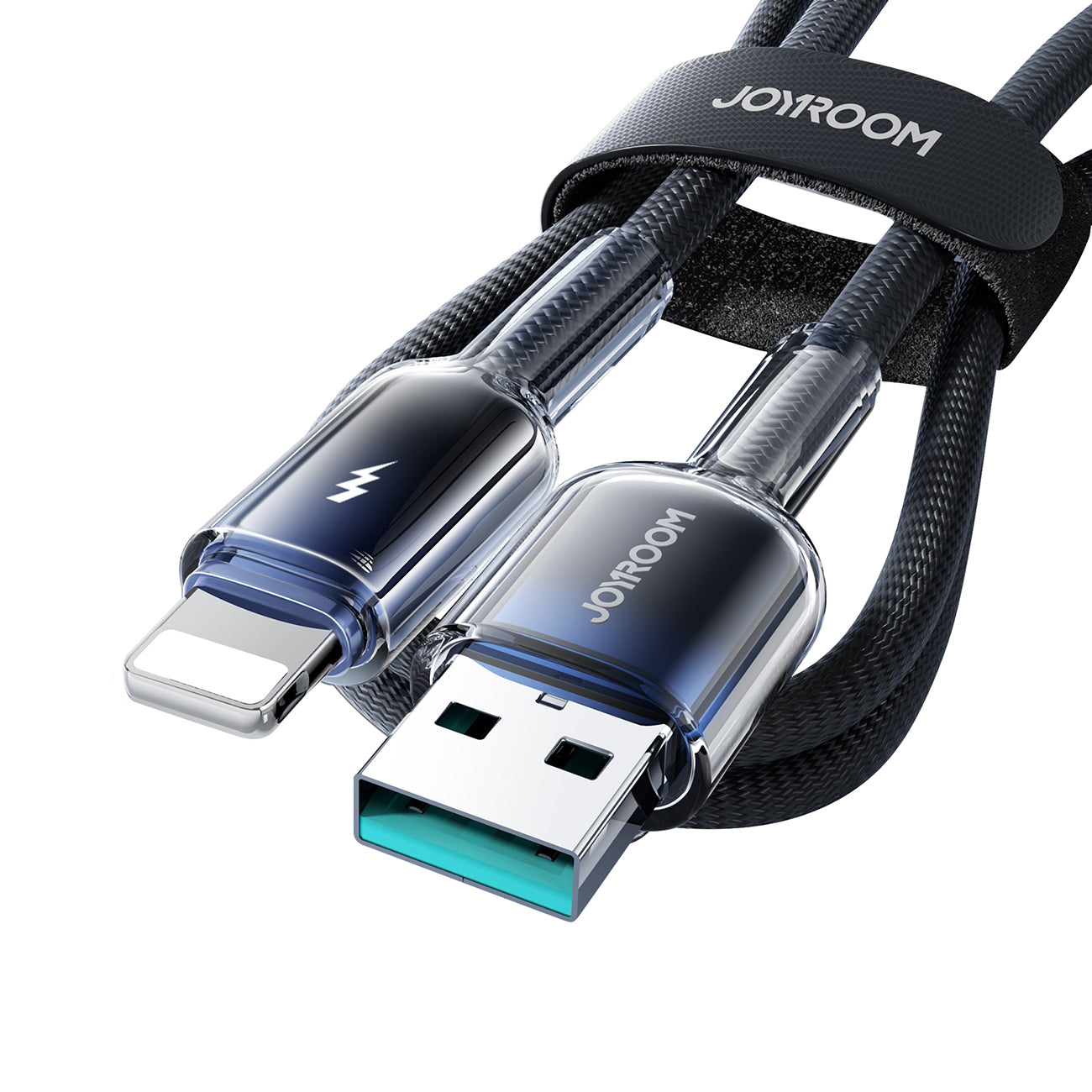 Joyroom S-A42 Crystal-Clear Series 3A USB-A - Lightning laidas 1.2m - juodas