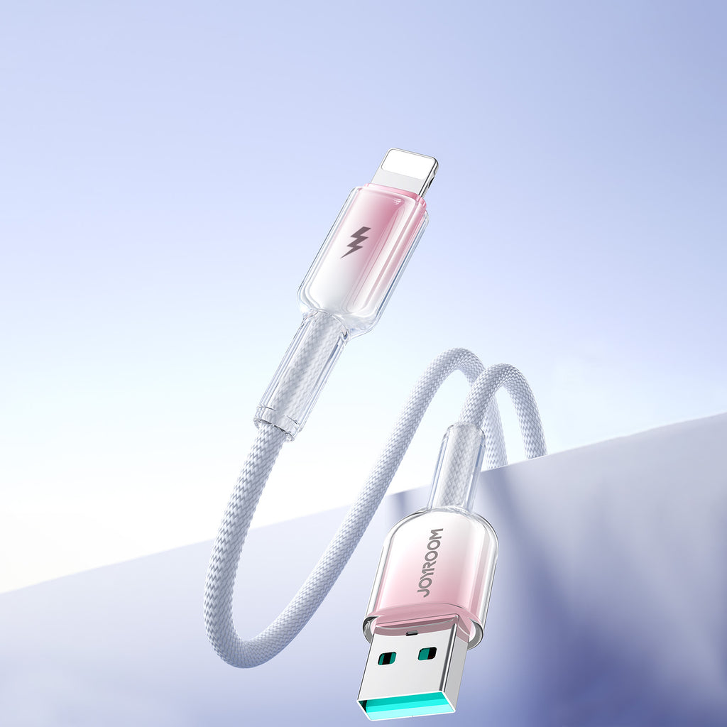 Joyroom S-A42 Crystal-Clear Series 3A USB-A - Lightning laidas 1.2m - baltas