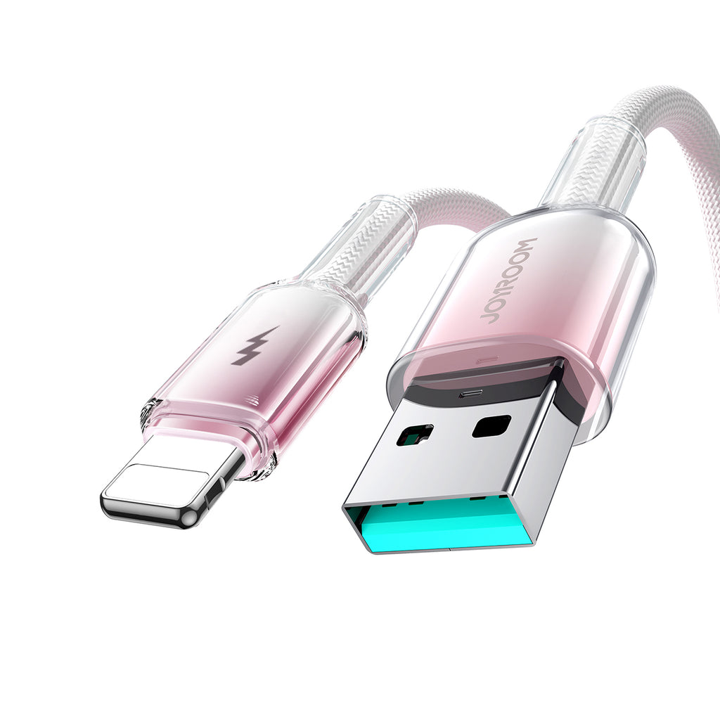 Joyroom S-A42 Crystal-Clear Series 3A USB-A - Lightning laidas 1.2m - baltas