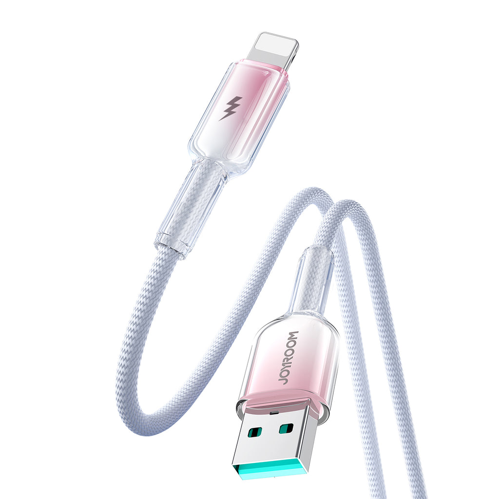 Joyroom S-A42 Crystal-Clear Series 3A USB-A - Lightning laidas 1.2m - baltas