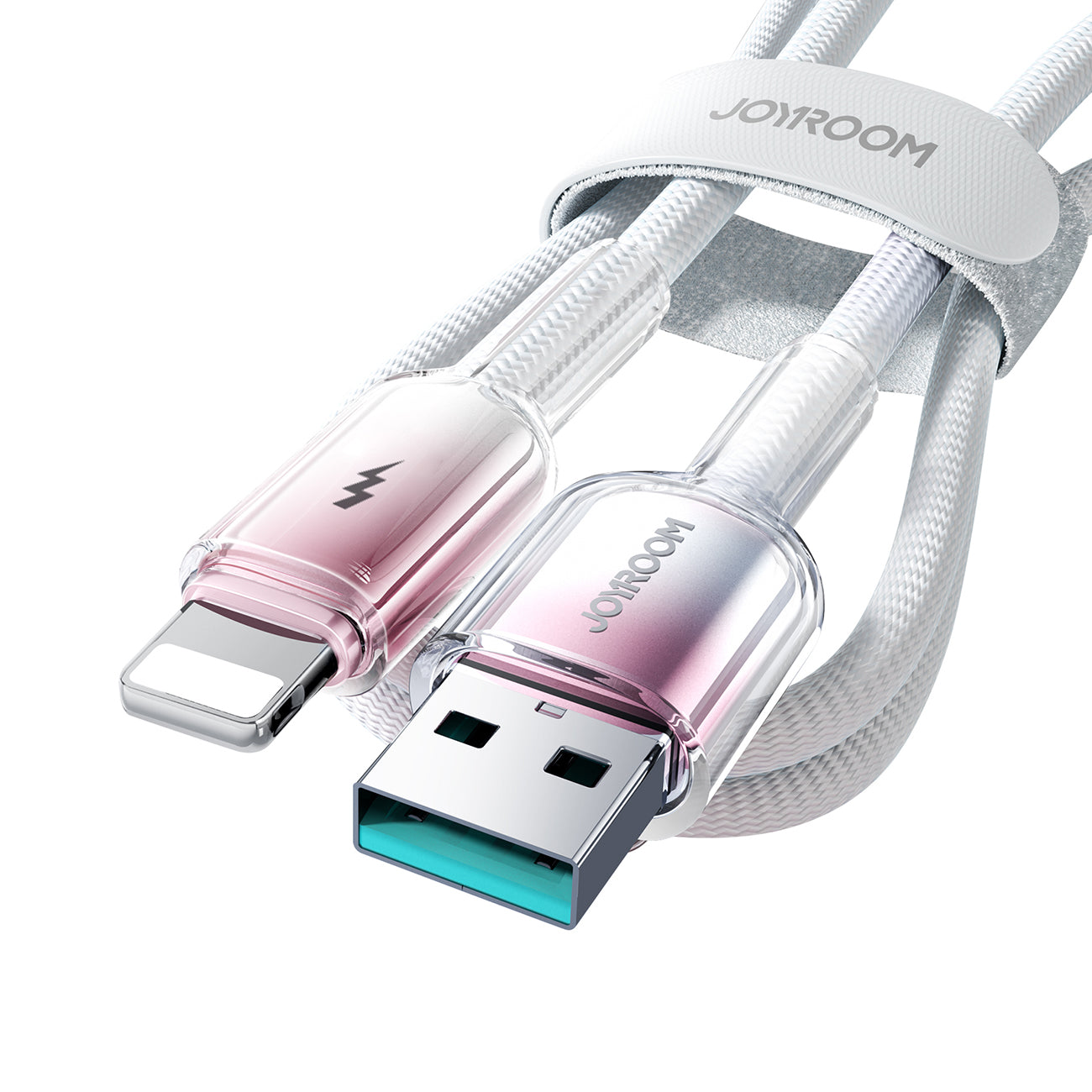 Joyroom S-A42 Crystal-Clear Series 3A USB-A - Lightning laidas 1.2m - baltas