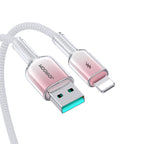 Joyroom S-A42 Crystal-Clear Series 3A USB-A - Lightning laidas 1.2m - baltas