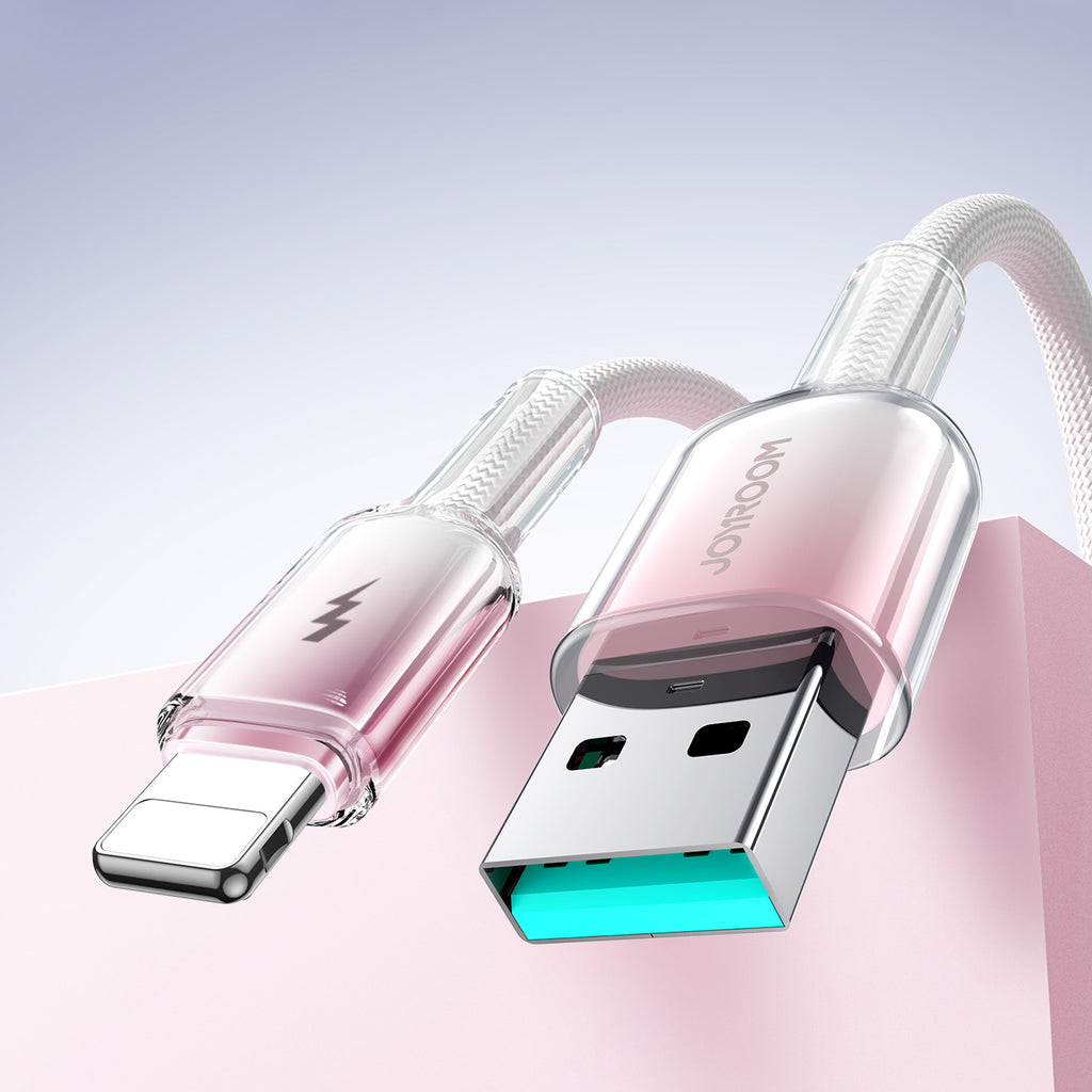 Joyroom S-A42 Crystal-Clear Series 3A USB-A - Lightning laidas 1.2m - baltas