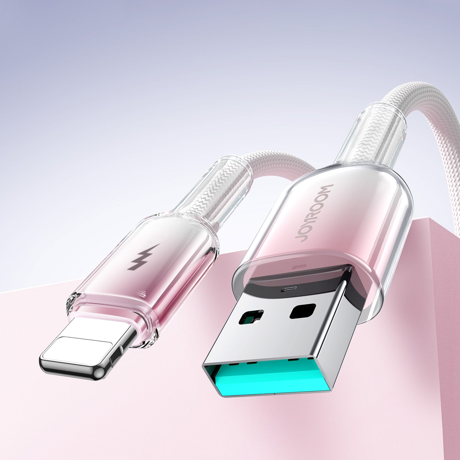 Joyroom S-A42 Crystal-Clear Series 3A USB-A - Lightning laidas 1.2m - baltas