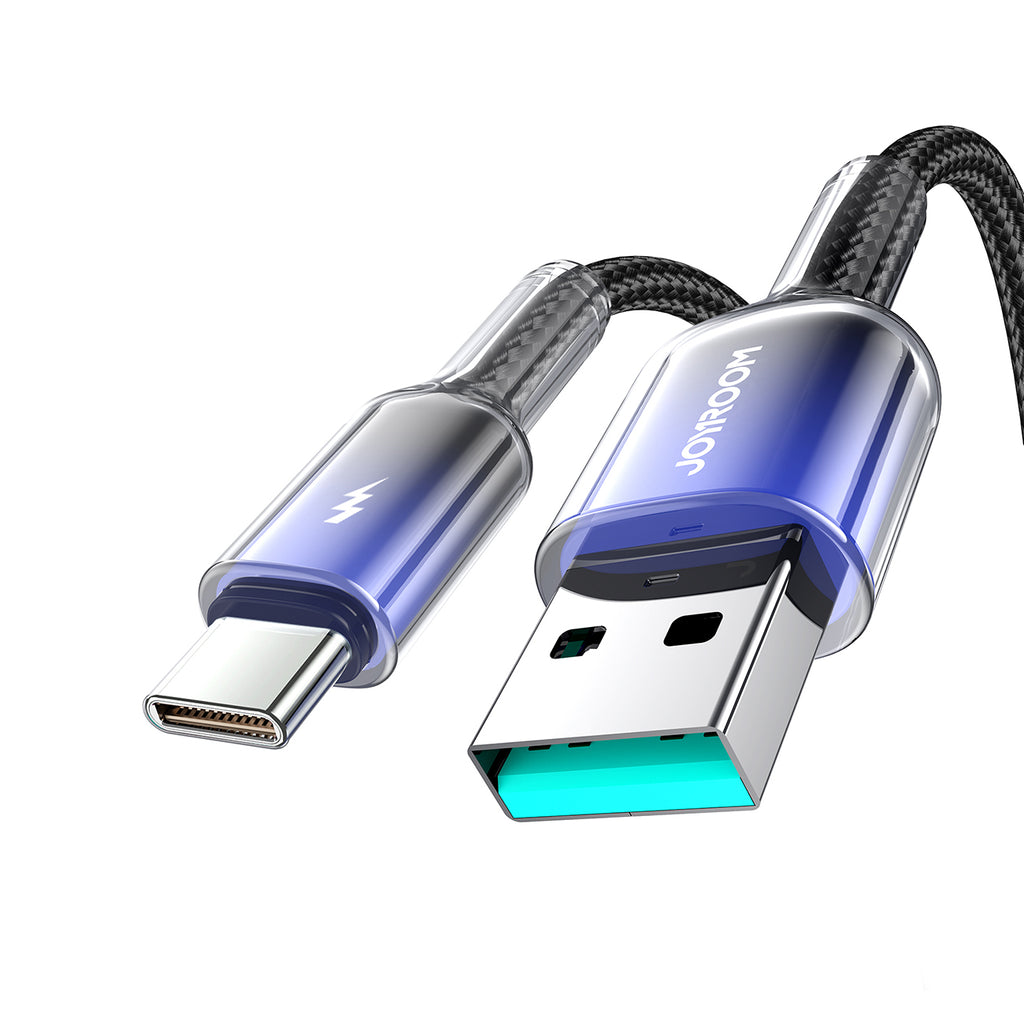 Joyroom S-A42 Crystal-Clear Series 3A USB-A - USB-C laidas 1.2m - juodas
