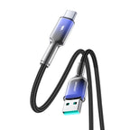Joyroom S-A42 Crystal-Clear Series 3A USB-A - USB-C laidas 1.2m - juodas