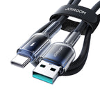 Joyroom S-A42 Crystal-Clear Series 3A USB-A - USB-C laidas 1.2m - juodas