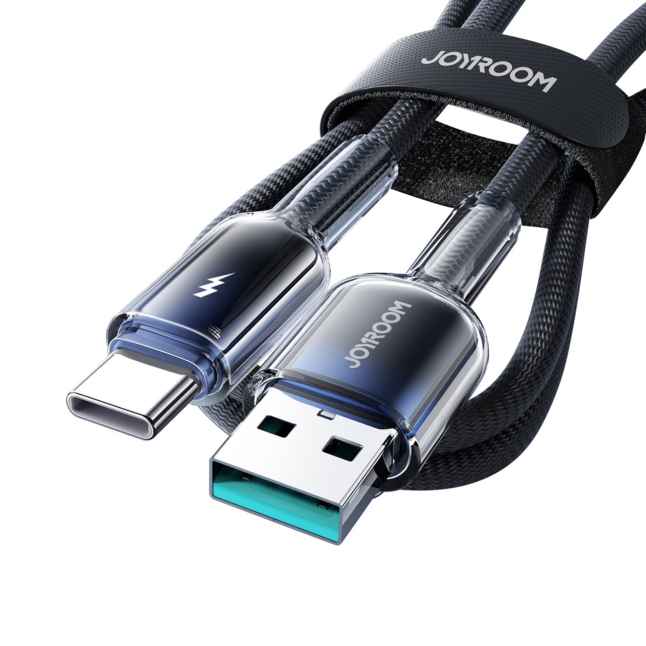 Joyroom S-A42 Crystal-Clear Series 3A USB-A - USB-C laidas 1.2m - juodas