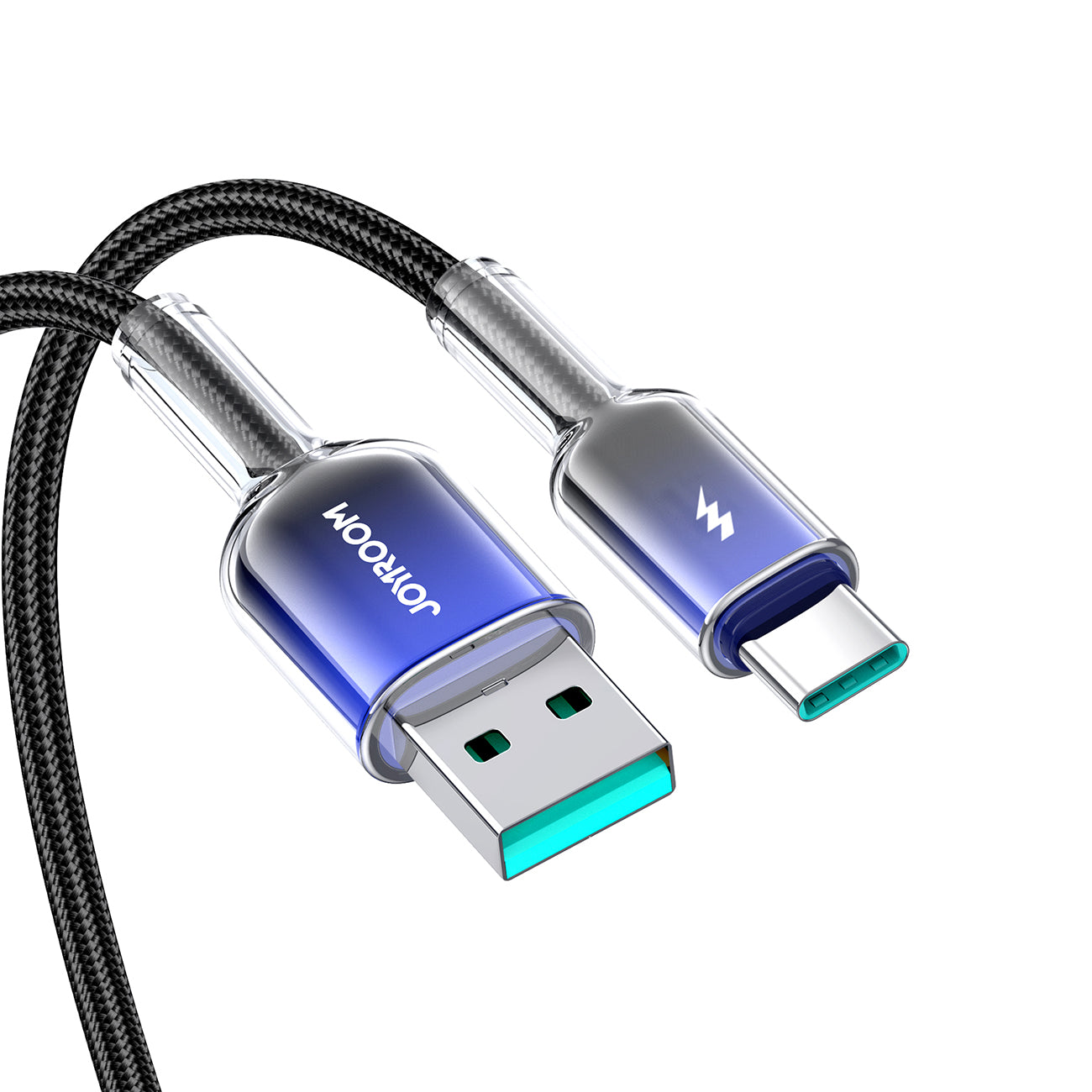 Joyroom S-A42 Crystal-Clear Series 3A USB-A - USB-C laidas 1.2m - juodas