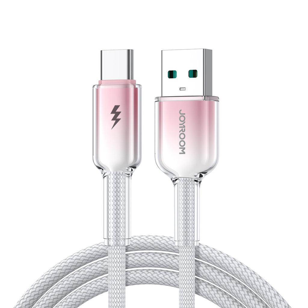 Joyroom S-A42 Crystal-Clear Series 3A USB-A - USB-C laidas 1.2m - baltas