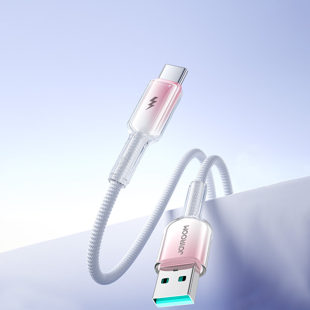 Joyroom S-A42 Crystal-Clear Series 3A USB-A - USB-C laidas 1.2m - baltas
