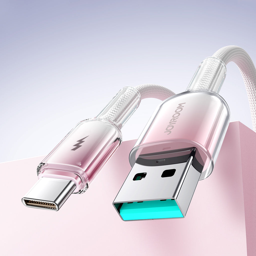 Joyroom S-A42 Crystal-Clear Series 3A USB-A - USB-C laidas 1.2m - baltas