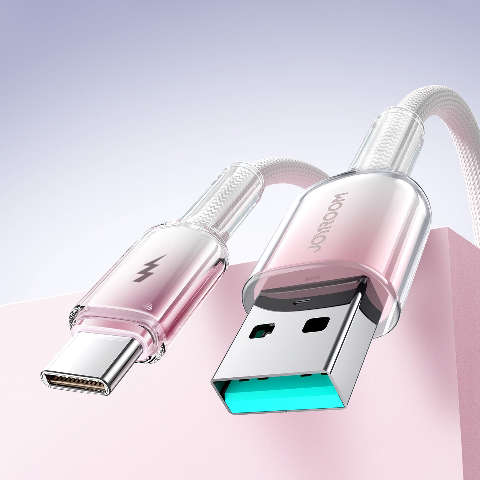 Joyroom S-A42 Crystal-Clear Series 3A USB-A - USB-C laidas 1.2m - baltas