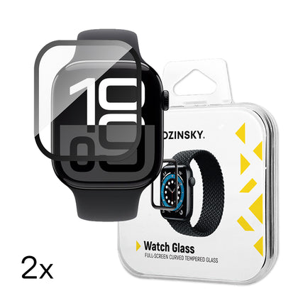 Wozinsky Visiškai klijuojamas grūdintas stiklas su juodu rėmeliu, skirtas Apple Watch 46mm  (2 vnt.)