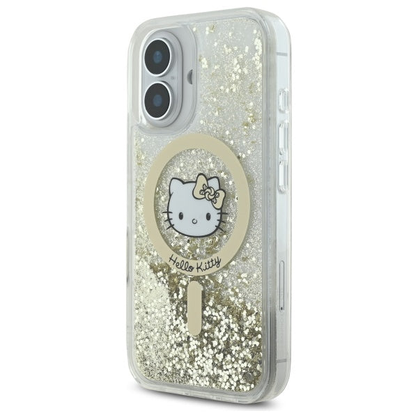 Hello Kitty MagSafe dėklas iPhone 16 – juodai auksinis